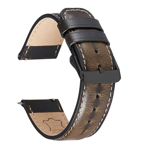 PAKMEZ Öl Wachs Leder Uhrengurt 20/22mm Schnellfreisetzungen Armbänder Uhrenband, Dunkelgrün-B, 22mm von PAKMEZ