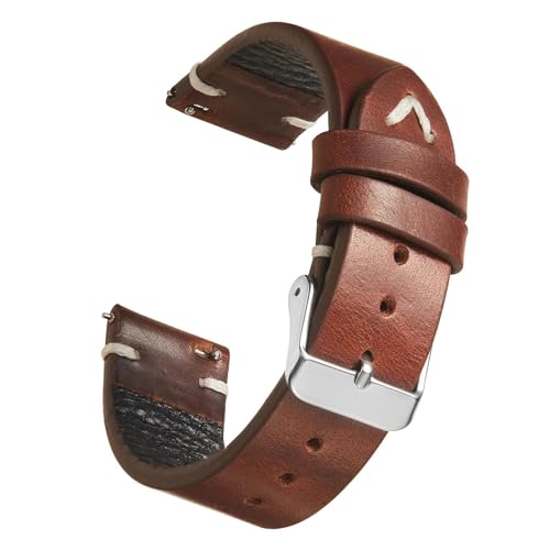 PAKMEZ Ölwachs-Leder-Uhr-Gurt 18-22mm Leder Ersatzwachenband, Dunkelbraun 1, 19mm von PAKMEZ