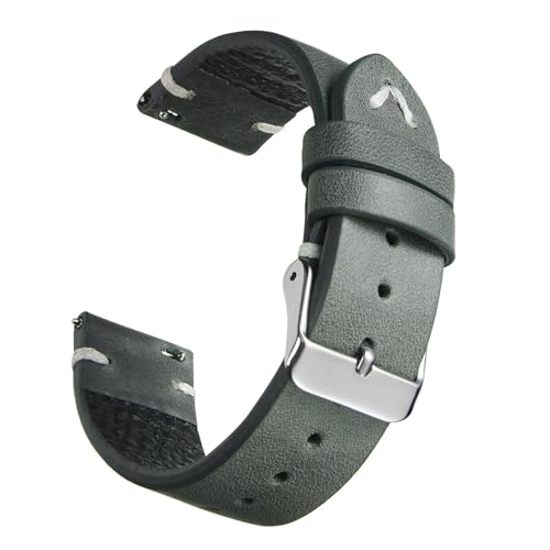 PAKMEZ Ölwachs-Leder-Uhr-Gurt 18-22mm Leder Ersatzwachenband, Dunkelgrau 1, 19mm von PAKMEZ