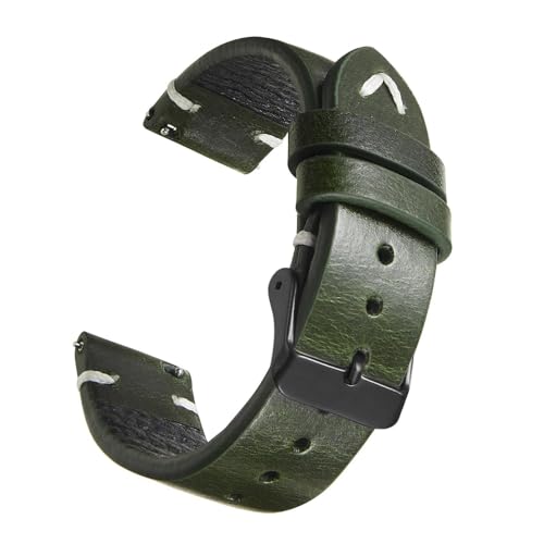 PAKMEZ Ölwachs-Leder-Uhr-Gurt 18-22mm Leder Ersatzwachenband, Grün 2, 18mm von PAKMEZ