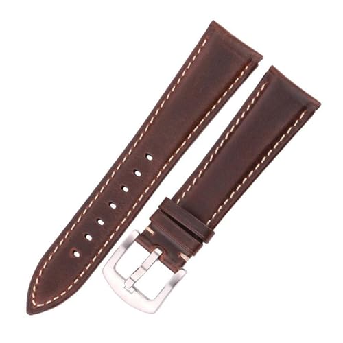 PAKMEZ Ölwachs-Leder-Uhrband 18-24mm Ersatzuhr-Gurt, Dunkelbraun, 20mm von PAKMEZ