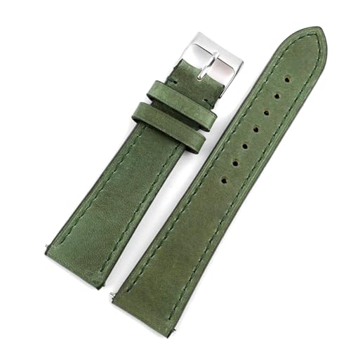PAKMEZ Schnellveröffentlichungs-Uhrenband 18-22mm Leder Uhrengurt mit Stiftschnalle, Grün, 20mm von PAKMEZ