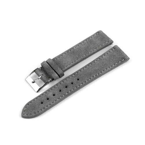 PAKMEZ Wildleder-Leder-Uhr-Band 18-22mm Leder Ersatzuhr-Gurt, Dunkelgrau, 18mm von PAKMEZ