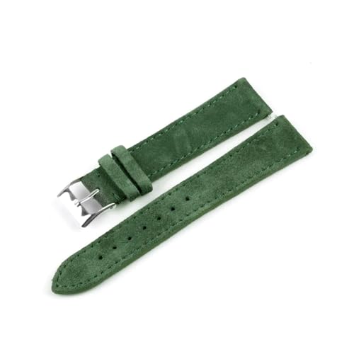PAKMEZ Wildleder-Leder-Uhr-Band 18-22mm Leder Ersatzuhr-Gurt, Dunkelgrün, 18mm von PAKMEZ