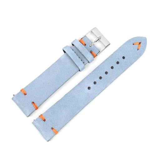 PAKMEZ Wildleder-Leder-Uhren-Band 18-24mm Ersatz Armband, Blau-Orange-Draht, 20mm von PAKMEZ