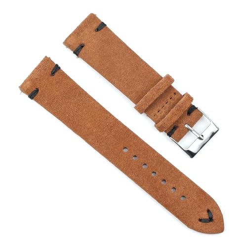 PAKMEZ Wildleder-Leder-Uhren-Band 18-24mm Ersatz Armband, Braunschwarzer Draht, 22mm von PAKMEZ