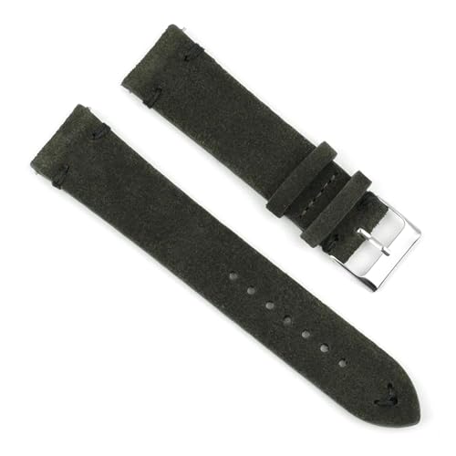 PAKMEZ Wildleder-Leder-Uhren-Band 18-24mm Ersatz Armband, Dunkelgrün-schwarzer Draht, 18mm von PAKMEZ