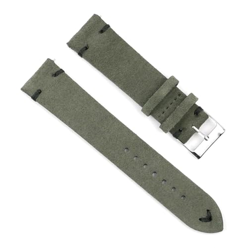 PAKMEZ Wildleder-Leder-Uhren-Band 18-24mm Ersatz Armband, Grün-schwarzer Draht, 20mm von PAKMEZ