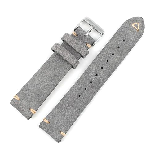 PAKMEZ Wildleder-Leder-Uhren-Gurt 18-22mm Uhrenband mit Schnellveröffentlichung Springbar, Grau, 18mm goldene Schnalle von PAKMEZ