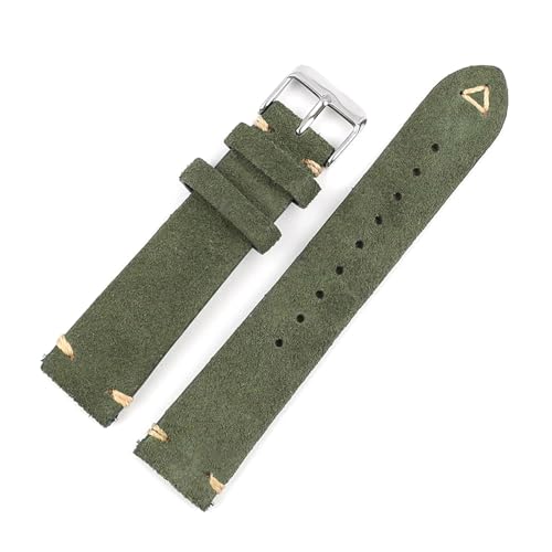 PAKMEZ Wildleder-Leder-Uhren-Gurt 18-22mm Uhrenband mit Schnellveröffentlichung Springbar, Grün, 18mm goldene Schnalle von PAKMEZ