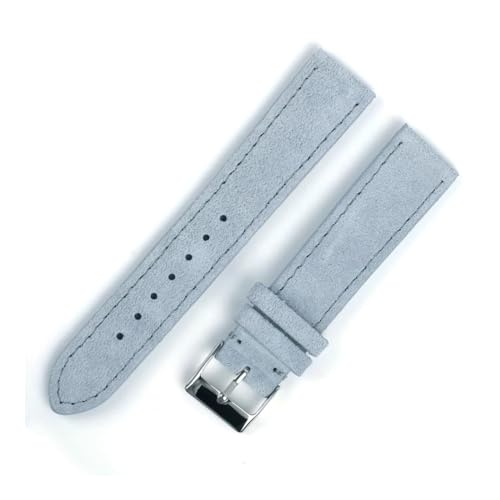 PAKMEZ Wildleder-Leder-Uhrengurt 18-22mm Ersatzband für Männer und Frauen, Hellblau, 22mm von PAKMEZ