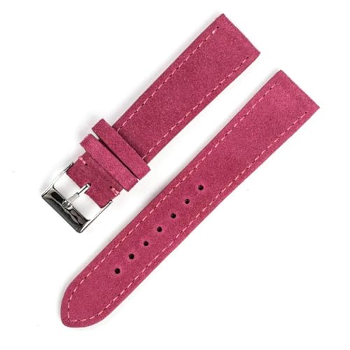 PAKMEZ Wildleder-Leder-Uhrengurt 18-22mm Ersatzband für Männer und Frauen, Rosa, 22mm von PAKMEZ