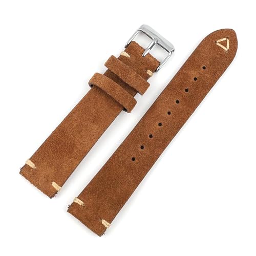 PAKMEZ Wildleder-Leder-Uhrengurt 18-24mm Ersatzgelenkband, Dunkelbraun, 22mm goldene Schnalle von PAKMEZ