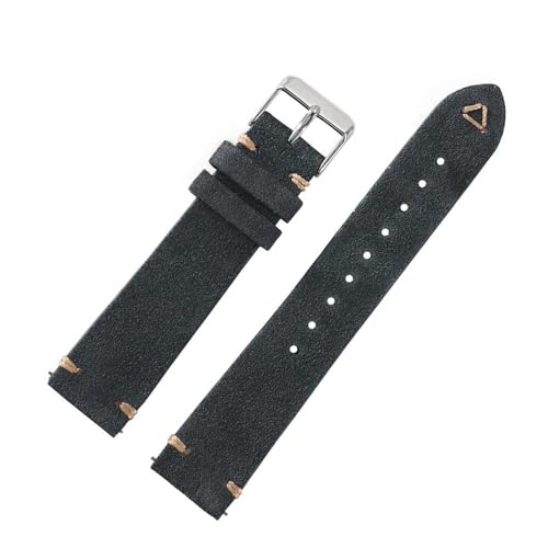 PAKMEZ Wildleder-Leder-Uhrengurt 18-24mm Ersatzgelenkband, Dunkelgrau, 20mm schwarze Schnalle von PAKMEZ