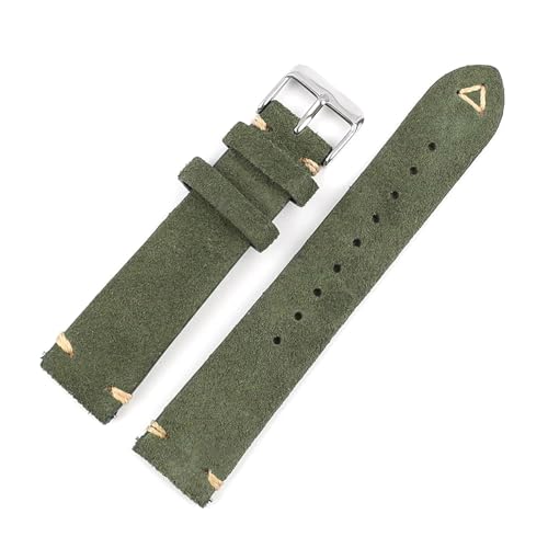 PAKMEZ Wildleder-Leder-Uhrengurt 18-24mm Ersatzgelenkband, Grün, 20mm goldene Schnalle von PAKMEZ