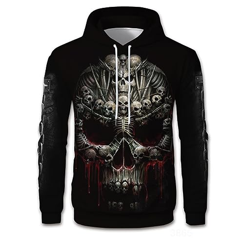 PALANK Herren Gothic Punk Rock Hoodie Kapuzenjacke Sweatshirt Lange Hoodie Streetwear (A1,4XL) von PALANK