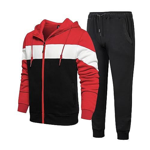 PALANK Herren Jogginganzug Sportanzug Tracksuit Fußball Sporthose Hoodie Sweatshirt Hose Sets Herbst Winter Fitness Warm Trainingsanzug (A4,XL) von PALANK