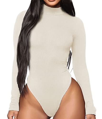 PALINDA Damen Langarm Gestreifte Basic Solid Rundhals Bodysuit Stretchy Leotards - - X-Groß von PALINDA
