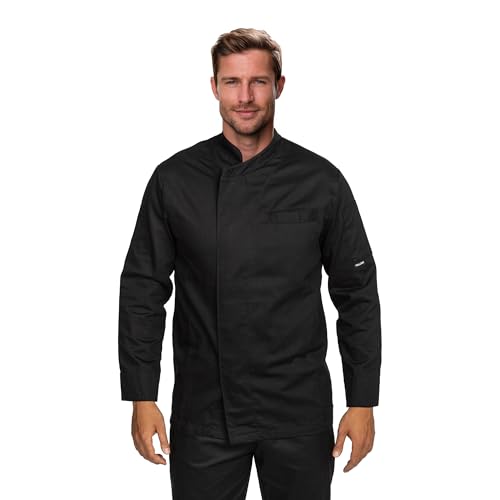 PALLTEX KOTO LS 100% Baumwolle Kochjacke Unisex Kochjacke Damen Kochjacke Herren Kochkleidung Professional Chef Uniform Langarm (Schwarz, S) von PALLTEX