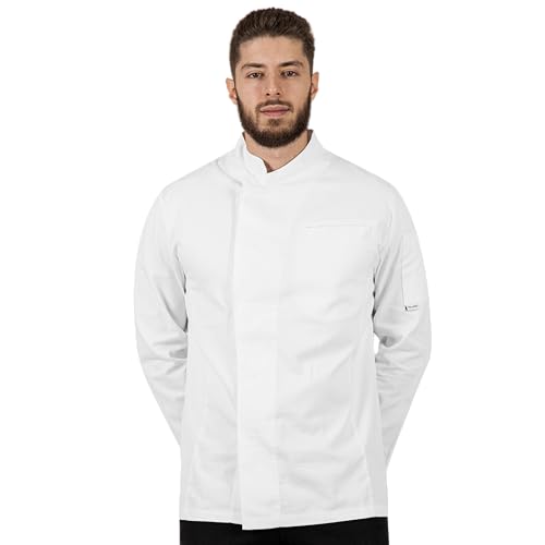 PALLTEX KOTO LS 100% Baumwolle Kochjacke Unisex Für Damen Und Herren, Professional Chef Uniform Langarm (Weiss, 2XL) von PALLTEX