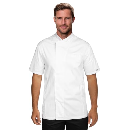PALLTEX KOTO SS 100% Baumwolle Kochjacke Unisex Kochjacke Herren Chef Uniform Kurzarm (Weiss, 2XL) von PALLTEX