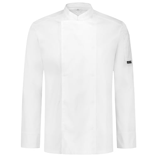 PALLTEX NORI LS Kochjacke Unisex Kochjacke Damen Kochjacke Herren Schwarz/Weiss Kochkleidung Professional Chef Uniform Langarm (Weiss, 2XL) von PALLTEX
