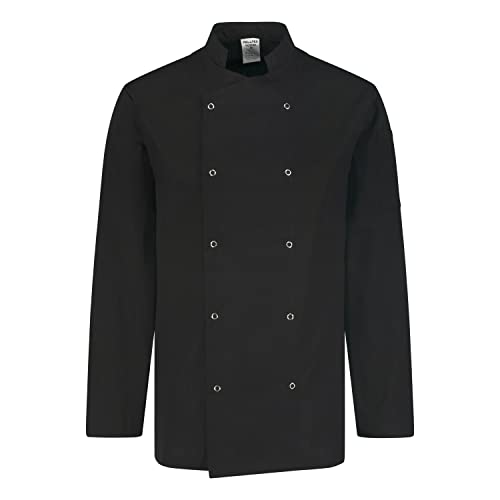PALLTEX Nozomi LS Kochjacke Unisex Kochjacke Damen Kochjacke Herren Schwarz/Weiss Kochkleidung Professional Chef Uniform Langarm (Schwarz, 2XL) von PALLTEX