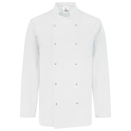 PALLTEX Nozomi LS Kochjacke Unisex Kochjacke Damen Kochjacke Herren Schwarz/Weiss Kochkleidung Professional Chef Uniform Langarm (Weiss, L) von PALLTEX