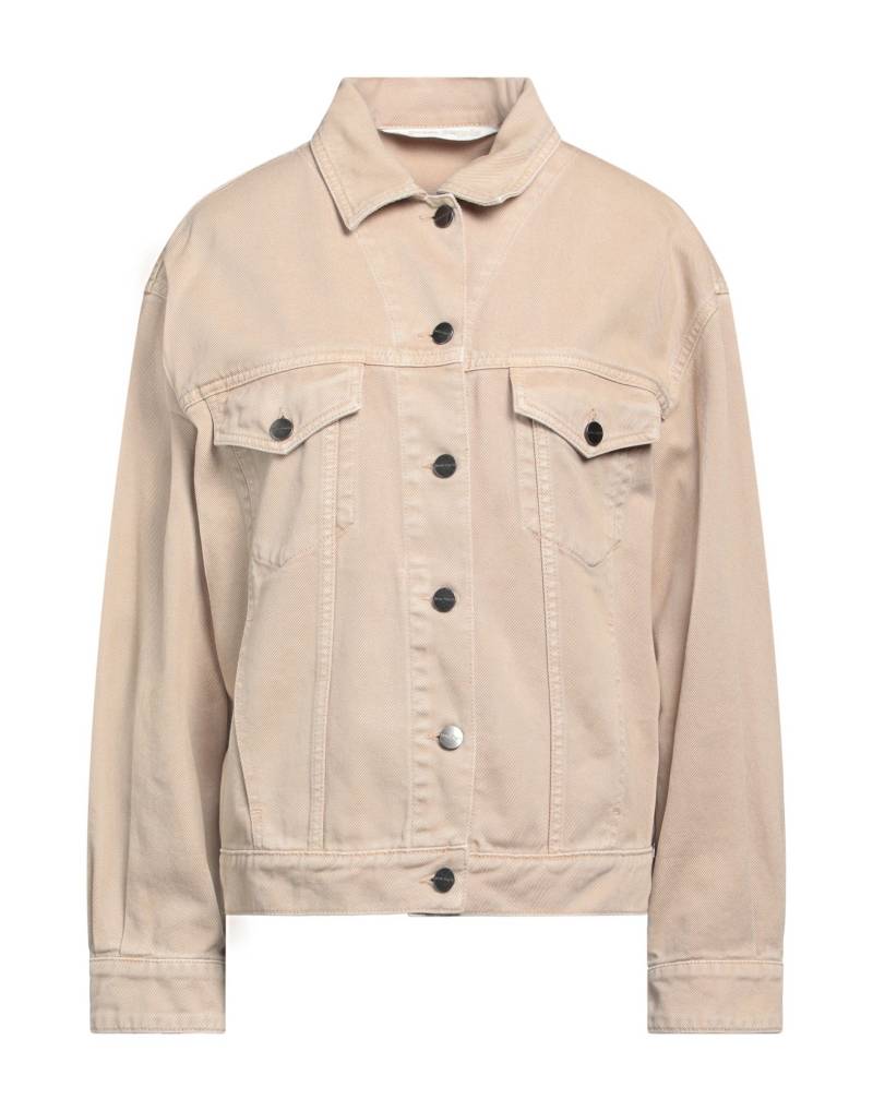 PALM ANGELS Jeansjacke/-mantel Damen Beige von PALM ANGELS
