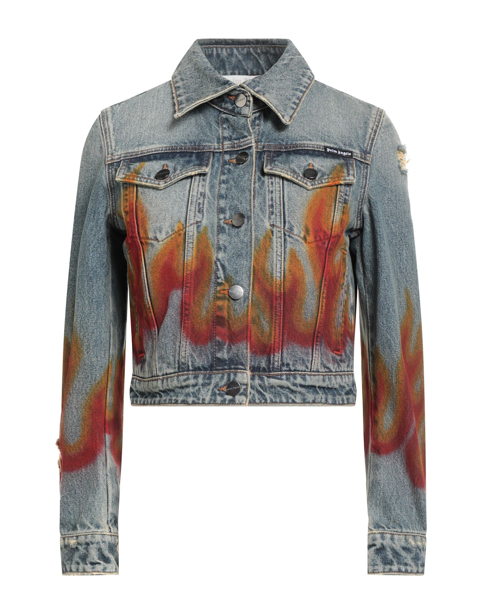 PALM ANGELS Jeansjacke/-mantel Damen Blau PALM ANGELS Jeansjacke/-mantel Damen Blau von PALM ANGELS