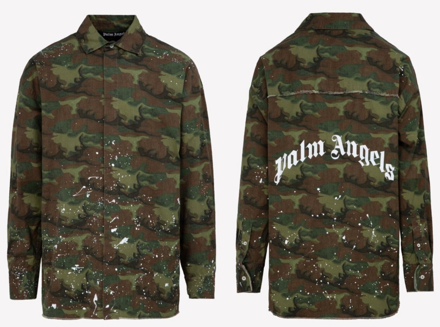 PALM ANGELS Langarmhemd PALM ANGELS Camo Loose Shirt Paint-splatter Festival Jacke Military Ar von PALM ANGELS