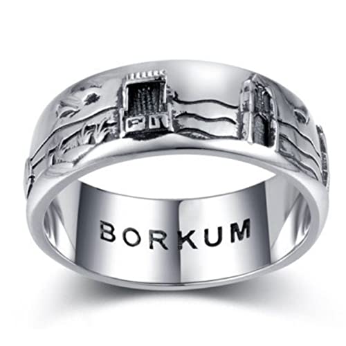 Borkum Ring, 925er Sterling Silber, oxidiert mit schöner Borkumer Landschaftsdarstellung, auch als Partnerring geeignet (62) von PAM jewels