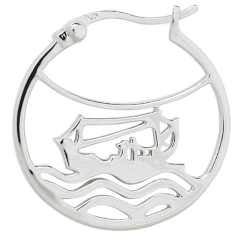 Seemanns-Ohrring, Creole mit Krabbenkutter, Fischercreole, 925er Silber, 1 Stück Seemanns-Ohrring, Creole mit Krabbenkutter, Fischercreole, 925er Silber, 1 Stück von PAM jewels