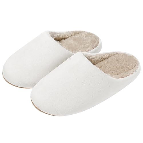 PAMEILA Hausschuhe Damen Herren Winter Plüsch Pantoffeln Warm Filzpantoffeln Frauen Pantoletten Bequeme Slippers Unisex Beige 41/42 EU von PAMEILA
