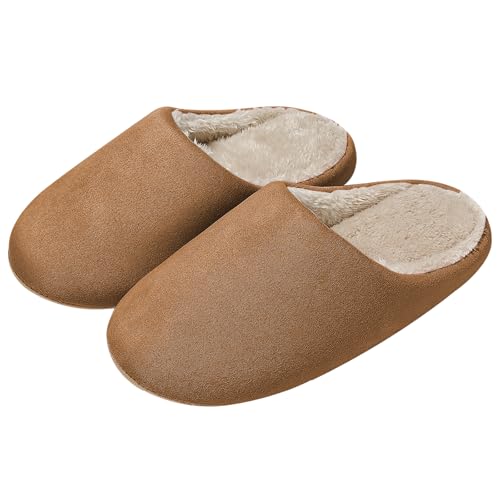 PAMEILA Hausschuhe Damen Herren Winter Plüsch Pantoffeln Warm Filzpantoffeln Frauen Pantoletten Bequeme Slippers Unisex Braun 41/42 EU von PAMEILA