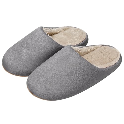 PAMEILA Hausschuhe Damen Herren Winter Plüsch Pantoffeln Warm Filzpantoffeln Frauen Pantoletten Bequeme Slippers Unisex Grau 36/37 EU von PAMEILA