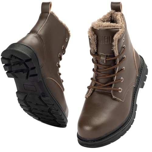 PAMEILA Winterschuhe Damen Wasserdicht Winterstiefel Herren mit Warm Gefüttert Schneeschuhe Rutschfest Wanderschuhe Trekkingschuhe Winter Outdoor Schneestiefel Winterboot Braun W 225 von PAMEILA