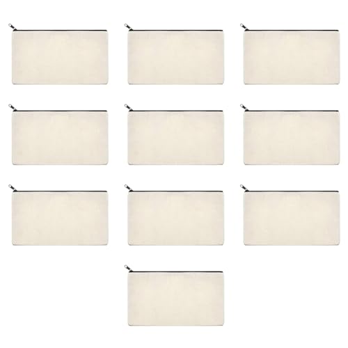 PAMENET 10 Stück Bleistiftbeutel, DIY Reißverschluss Beige Blank Make-up Multifunktionale , beige von PAMENET