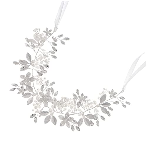 1 Stk Stirnband stutzenhalter kopfschmuck Rhinestone Haarband kopfhoerer Hochzeit Brauthaarrebe Braut Blumenhaar haarschmuck Hochzeitsaccessoire Hochzeits-Haarband Legierung Silver PAMINGONO von PAMINGONO