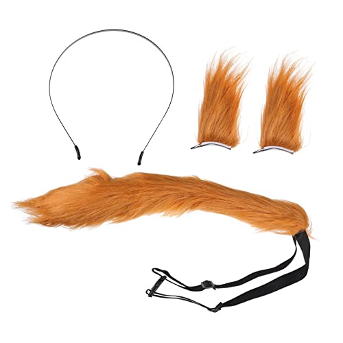 PAMINGONO Tierohrspange Und Haarspange Mit Tierschwanz- Schöne Haarspangen Für Halloween-party Und Bühnenkostüm Simulierte Plüsch Kopfbedeckung Accessoires Für Frauen Und Mädchen von PAMINGONO