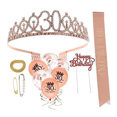 PAMINGONO Geburtstagsset - Mädchen Geburtstagsschärpe & Kronenballon 10-teiliges Deko-party-accessoire für Die Frauenfeier von PAMINGONO