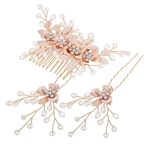PAMINGONO Haarspangen-Set mit Blumenblättern und Perlen für Mädchen und Frauen Haar-Accessoires für Bräute 3-teiliges Haarkamm-Clips PAMINGONO Haarspangen-Set mit Blumenblättern und Perlen für Mädchen und Frauen Haar-Accessoires für Bräute 3-teiliges Haarkamm-Clips von PAMINGONO