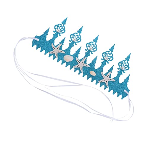 PAMINGONO 1 Stk Muschel Krone Meerjungfrau Kostüm Stirnband Spitzenstirnband Performance-haarreifen Meerjungfrau-party Meerjungfrau-thema-haarband Kopfschmuck Aus Muschel Perle Blue von PAMINGONO