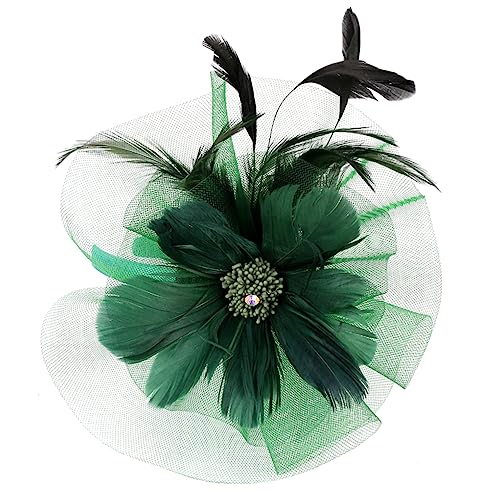 PAMINGONO Netz-haarspange Mit Federn Haaraccessoire Für Hochzeiten Partys Und Besondere Anlässe Bequeme Und Stilvolle Kopfbedeckung Dunkelgrün Für Damen von PAMINGONO