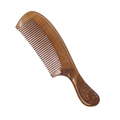 PAMINGONO 1 Stück 21 Cm Griff, Doppelseitiger Geschnitzter Mahagoni-kamm, Pfirsichholzkamm Für Frauen von PAMINGONO