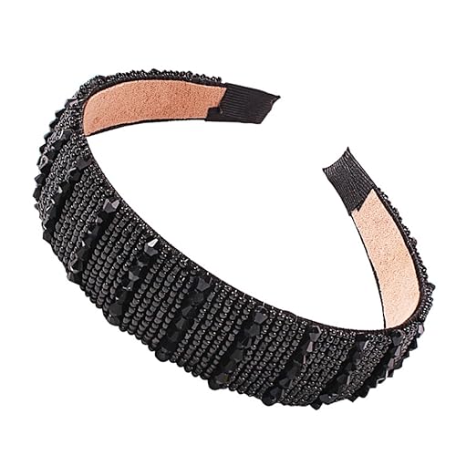 PAMINGONO Schwarzes Damen Stirnband Mit Kristall-details Breites Haarband Für Hochzeit Party Und Bankett Stilvolles Haar-accessoire Für Frauen Und Mädchen von PAMINGONO