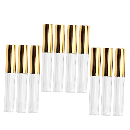 PAMINGONO 10ml Leere Lipgloss Tuben Runde Kunststoffbehälter Für Lippenpflege Goldene Kappen Für Frauen Ideal Für DIY Kosmetik Und Subpackaging von PAMINGONO
