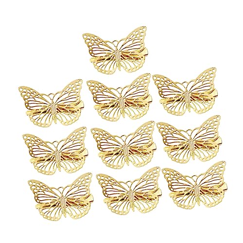PAMINGONO 10stücke Goldene Legierung Haarspangen Ausgehöhlter Kopfschmuck Zarte Stereoskopische Haarnadeln Haarschmuck Für Mädchen Schmetterling Rechts von PAMINGONO
