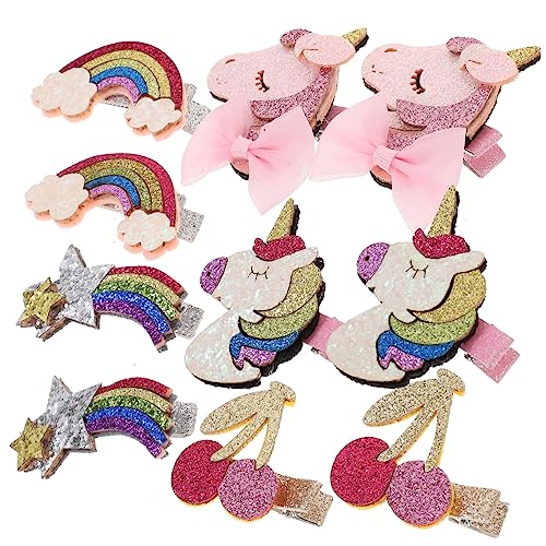 PAMINGONO 10stücke Glitzer-haarspangen Mit Pailletten Schöne Haarspangen Für Mädchen Und Junge Mädchen in Formen Wie Einhorn Schleife Meteor Regenbogen Und Kirsche Jede Form von PAMINGONO