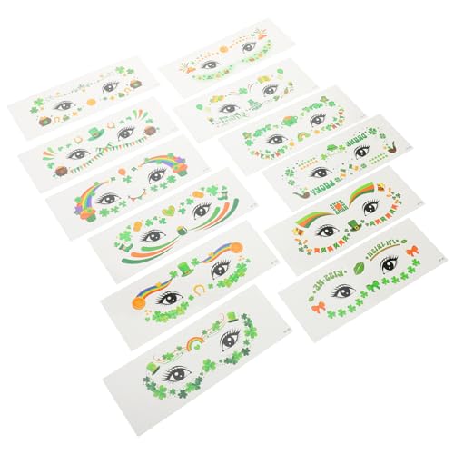 PAMINGONO 12 Blätter Patricks Day Gesichtsaufkleber Für Frauen Männer Jungen Und Mädchen Party Urlaub von PAMINGONO